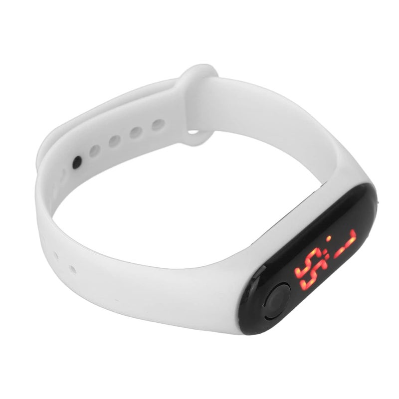 woobles Mini Children Electronic Watch Red LED Simple Student Sports Electronic Watch with Silicone Watch Band(White) - Image 2
